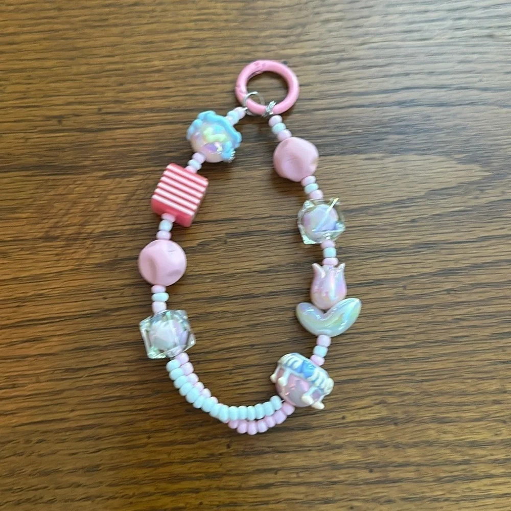 Beaded charm keychain